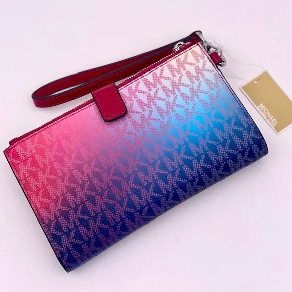 Michael Kors Double Zip Ombre Wallet Wristlet Smartphone Case - Picture 10 of 14